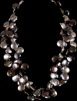 GREY IRIDESCENT CULTURED BUTTERFLY PEARL NECKLACE