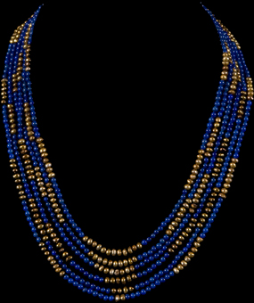RUSSIAN LAPIS & GOLD PEARL NECKLACE