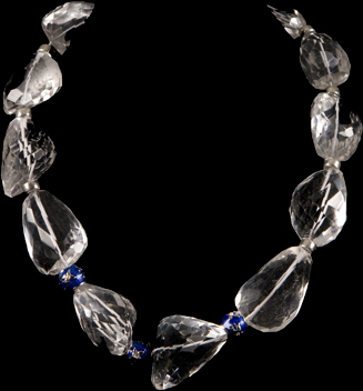 LARGE ROCK CRYSTAL FACETED STONE NECKLACE