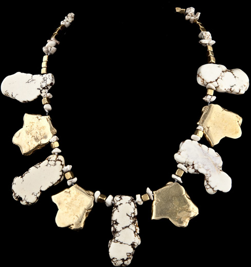 WHITE TURQUOISE & GOLD VERMEIL NECKLACE