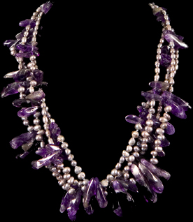 CULTURED PEARLS & AMETHYST NECKLACE