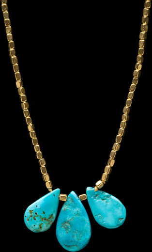 BRASS CHAIN W/TEAR SHAPED TURQUOISE