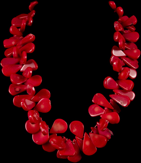 CHINESE RED CORAL FLIP-FLOP NECKLACE