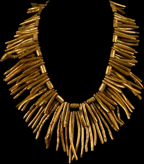 GOLD SPIKED CORAL NECKLACE