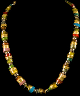 HAND BLOWN PAINTED INLAID GLASS NECKLACE