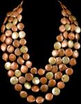 GOLD / BRICK TINTED BUTTON PEARL NECKLACE