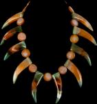 RUST & GREEN STRIATED AGATE TEETH NECKLACE