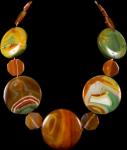 RUST & GREEN AGATE DISC SHAPED NECKLACE