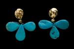 TURQUOISE 3 TEAR-SHAPED GOLD VERMEIL TOP EARRINGS