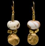  WHITE TURQUOISE EARRING W/ GOLD VERMEIL DROP