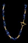LAPIS NUGGETS W/BRASS CUBE NECKLACE