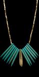 TURQUOISE SPIKES W/BRASS TUBE NECKLACE