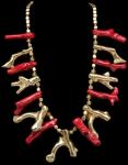 CORAL & BRASS CORAL IMPRESSIONS NECKLACE
