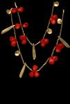 RED CORAL TEAR SHAPES BRASS PEARL IMPRESSIONS