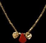 TEAR SHAPED CORAL W/GOLD VERMEIL PEARL IMPRESSION NECKLACE