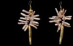 PINK SPIKED PEARL EARRING W/BRASS TUBE