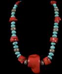 CHINESE RED CORAL / TURQUOISE NECKLACE